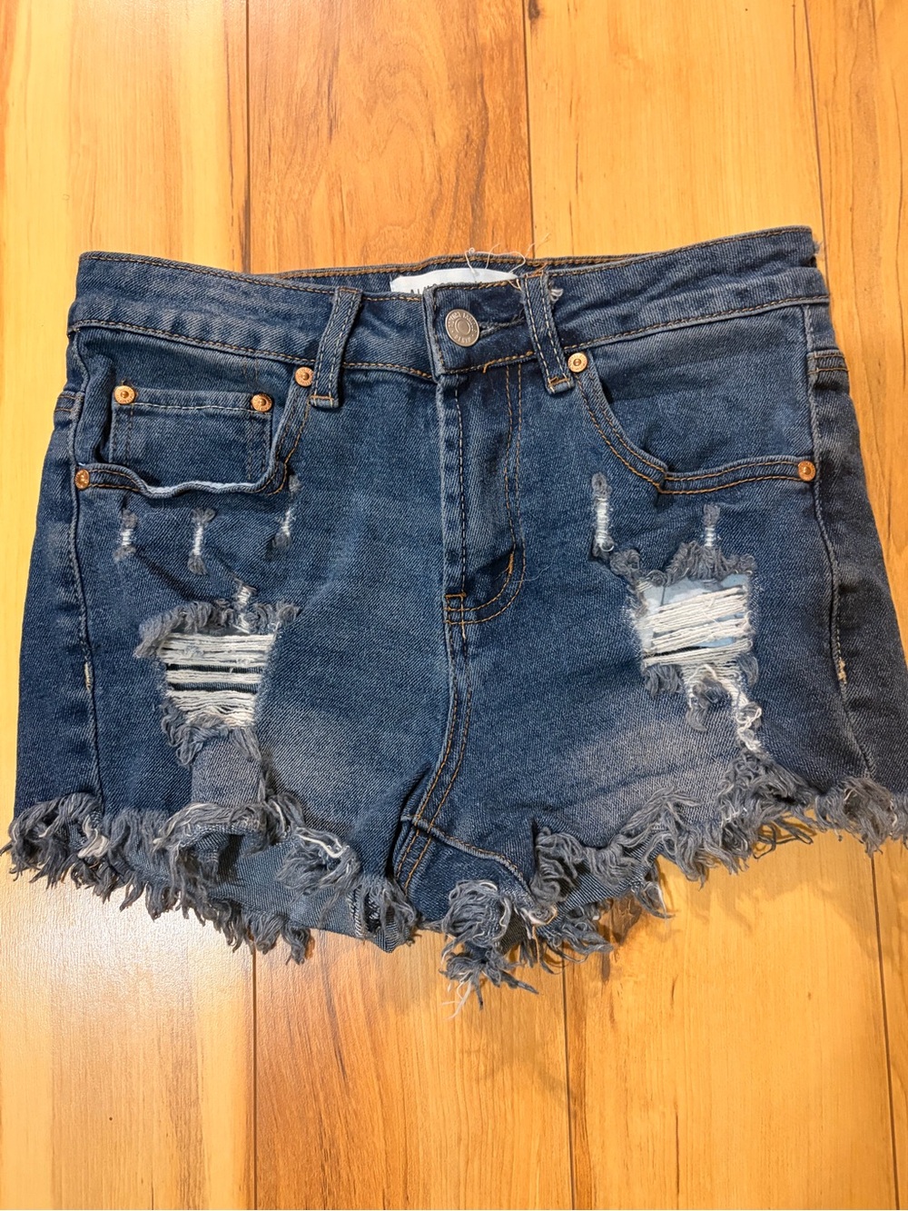 Almost Famous Dark Blue Distressed Frayed Denim Shorts